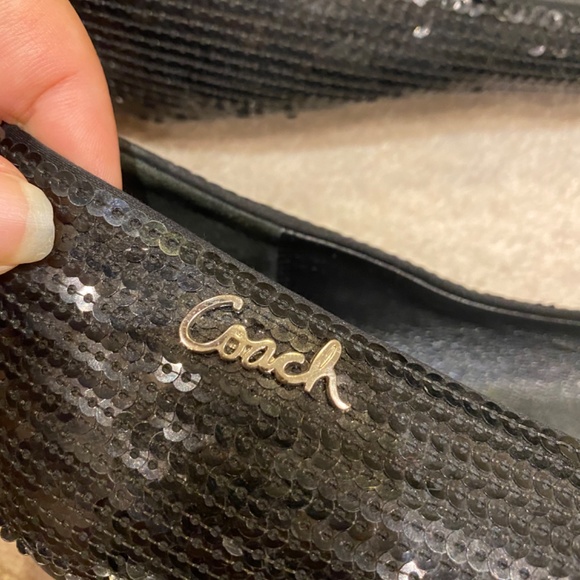 Coach black leather with sequin flats size 10 - Picture 6 of 7